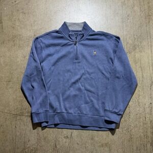 U.S. Polo Assn Sweater Mens Large Blue 1/4 Zip Mock Neck Knit Pullover Logo